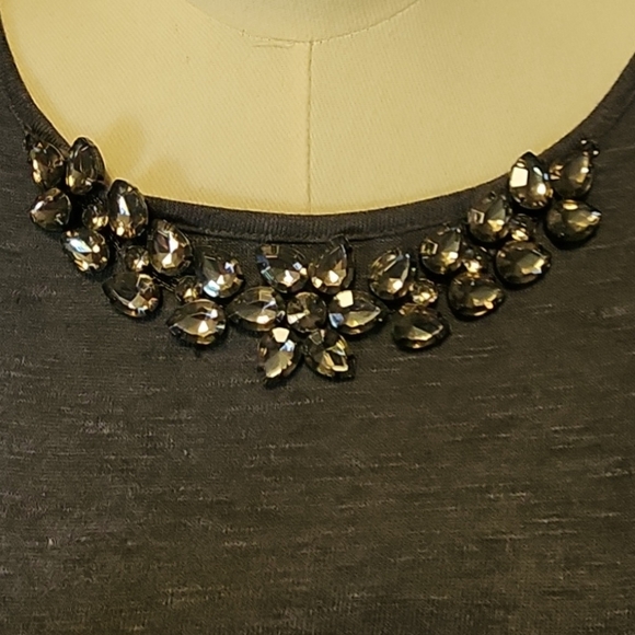 ★Alyx Charcoal and Black Women's Blouse With Rhinestone Collar 2x Fairy Boujee★ - Picture 7 of 10